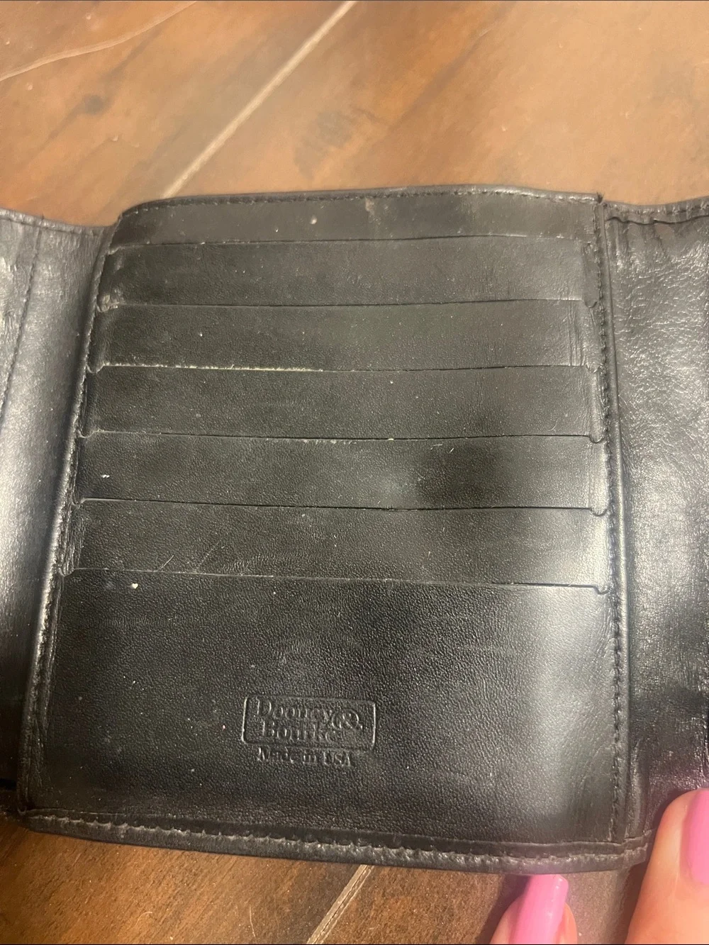 Vintage Dooney & Bourke Black Pebbled Leather Compact Wallet